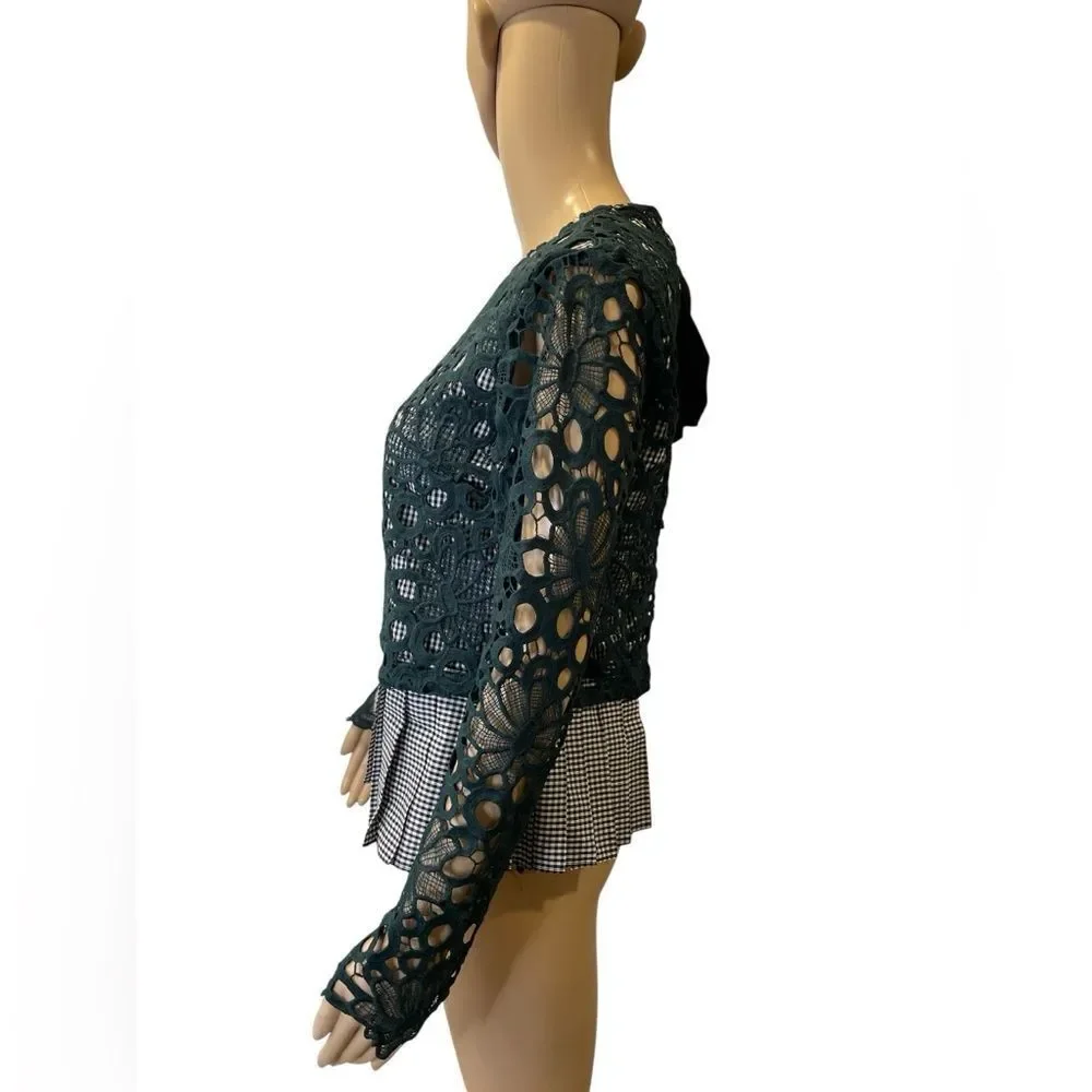 Anthropologie Elegant Green Lace Women's Top size XS